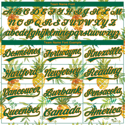 Custom Stitched White Kelly Green-Bay Orange 3D Pattern Design Fruit Pineapples Sports Pullover Sweatshirt Hoodie