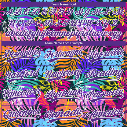 Custom Stitched Purple White 3D Hawaii Palm Trees Sports Pullover Sweatshirt Hoodie