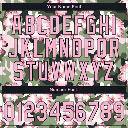 Custom Stitched Camo Light Pink-Black 3D Hibiscus Flower Sports Pullover Sweatshirt Salute To Service Hoodie