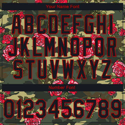 Custom Stitched Camo Black-Red 3D Rose Sports Pullover Sweatshirt Salute To Service Hoodie