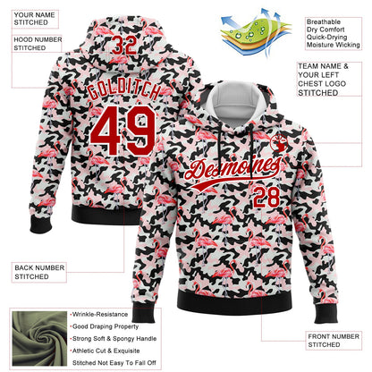 Custom Stitched Camo Red-White 3D Flamingo Sports Pullover Sweatshirt Salute To Service Hoodie