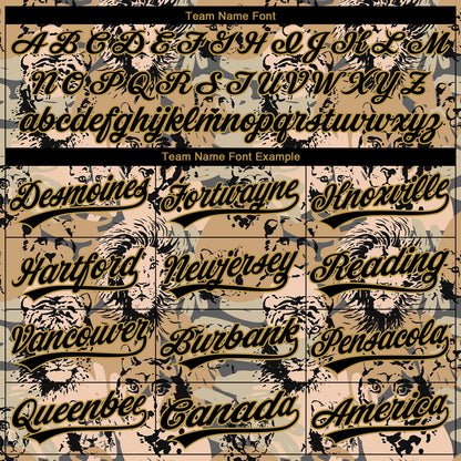 Custom Stitched Camo Black-Old Gold 3D Animal Lion And Tiger Sports Pullover Sweatshirt Salute To Service Hoodie