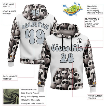 Custom White Silver-Black 3D Skull Funny Soul Sports Pullover Sweatshirt Hoodie