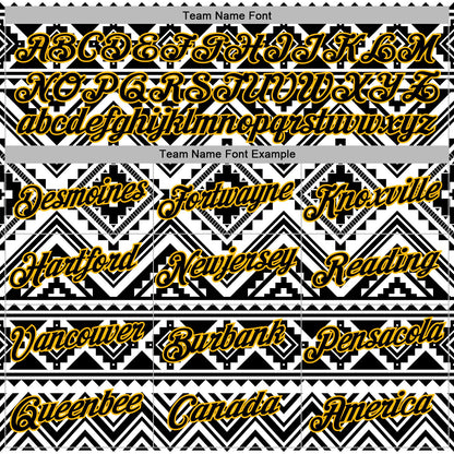 Custom Stitched White Black-Gold 3D Mexico Aztec Pattern Sports Pullover Sweatshirt Hoodie