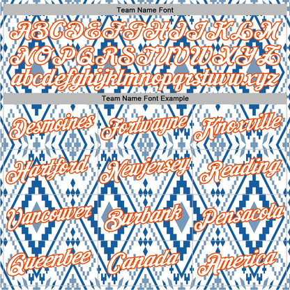 Custom Stitched White Blue-Orange 3D Mexico Aztec Pattern Sports Pullover Sweatshirt Hoodie