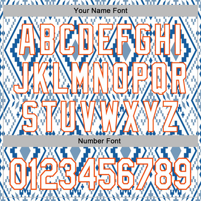 Custom Stitched White Blue-Orange 3D Mexico Aztec Pattern Sports Pullover Sweatshirt Hoodie