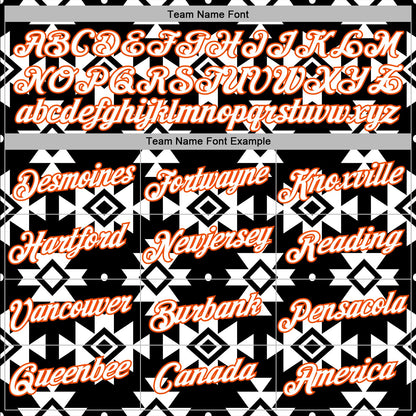 Custom Stitched Black White-Orange 3D Mexico Aztec Pattern Sports Pullover Sweatshirt Hoodie