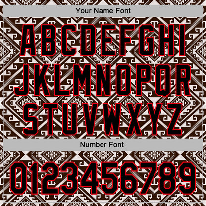 Custom Stitched Brown Black White-Fire Red 3D Mexico Aztec Pattern Sports Pullover Sweatshirt Hoodie
