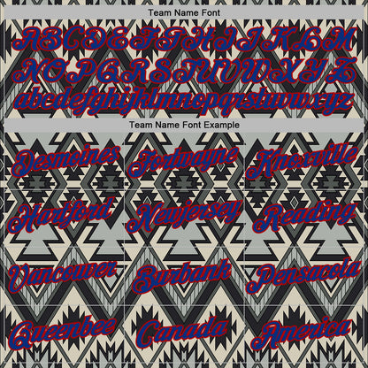 Custom Stitched Black Royal Gray-Red 3D Mexico Aztec Pattern Sports Pullover Sweatshirt Hoodie