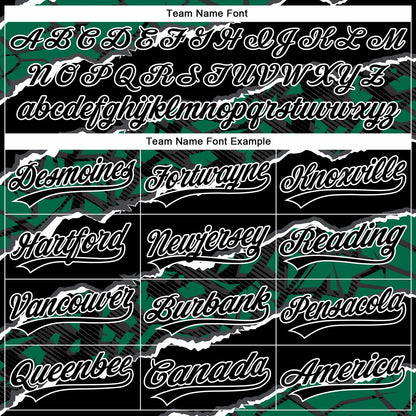 Custom Stitched Black Kelly Green-White 3D Pattern Design Torn Paper Style Sports Pullover Sweatshirt Hoodie