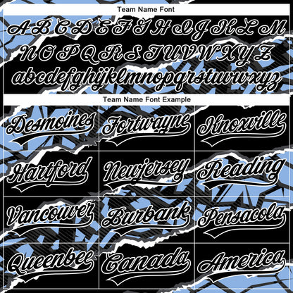 Custom Stitched Black Light Blue-White 3D Pattern Design Torn Paper Style Sports Pullover Sweatshirt Hoodie