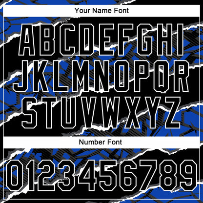 Custom Stitched Black Thunder Blue-White 3D Pattern Design Torn Paper Style Sports Pullover Sweatshirt Hoodie