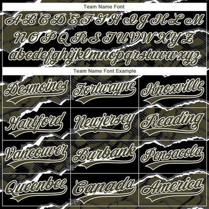Custom Stitched Black Olive-White 3D Pattern Design Torn Paper Style Sports Pullover Sweatshirt Hoodie