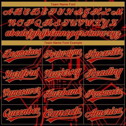 Custom Stitched Black Red-Old Gold 3D Pattern Design Line Sportswear Pullover Sweatshirt Hoodie