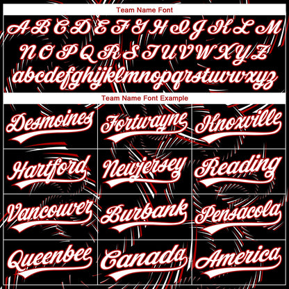 Custom Stitched Black White-Red 3D Pattern Design Line Sportswear Pullover Sweatshirt Hoodie
