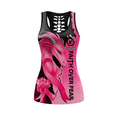 Personalized Faith Over Fear, Never Lost Hope -  Combo Legging Breast Cancer Awareness
