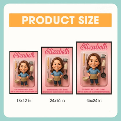 Mother’s Day Gift for Baker Mom - Custom Chibi Photo & Name – Personalized Wall Art - Custom Choo