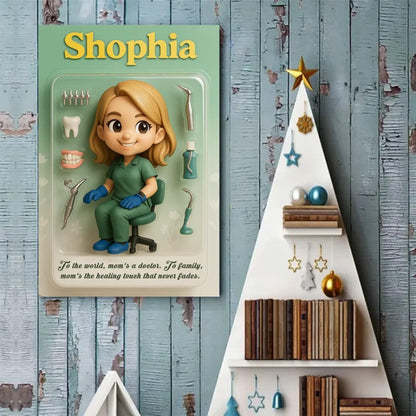 Mother’s Day Gift for Dentist Mom - Custom Chibi Photo & Name – Personalized Wall Art - Custom Choo