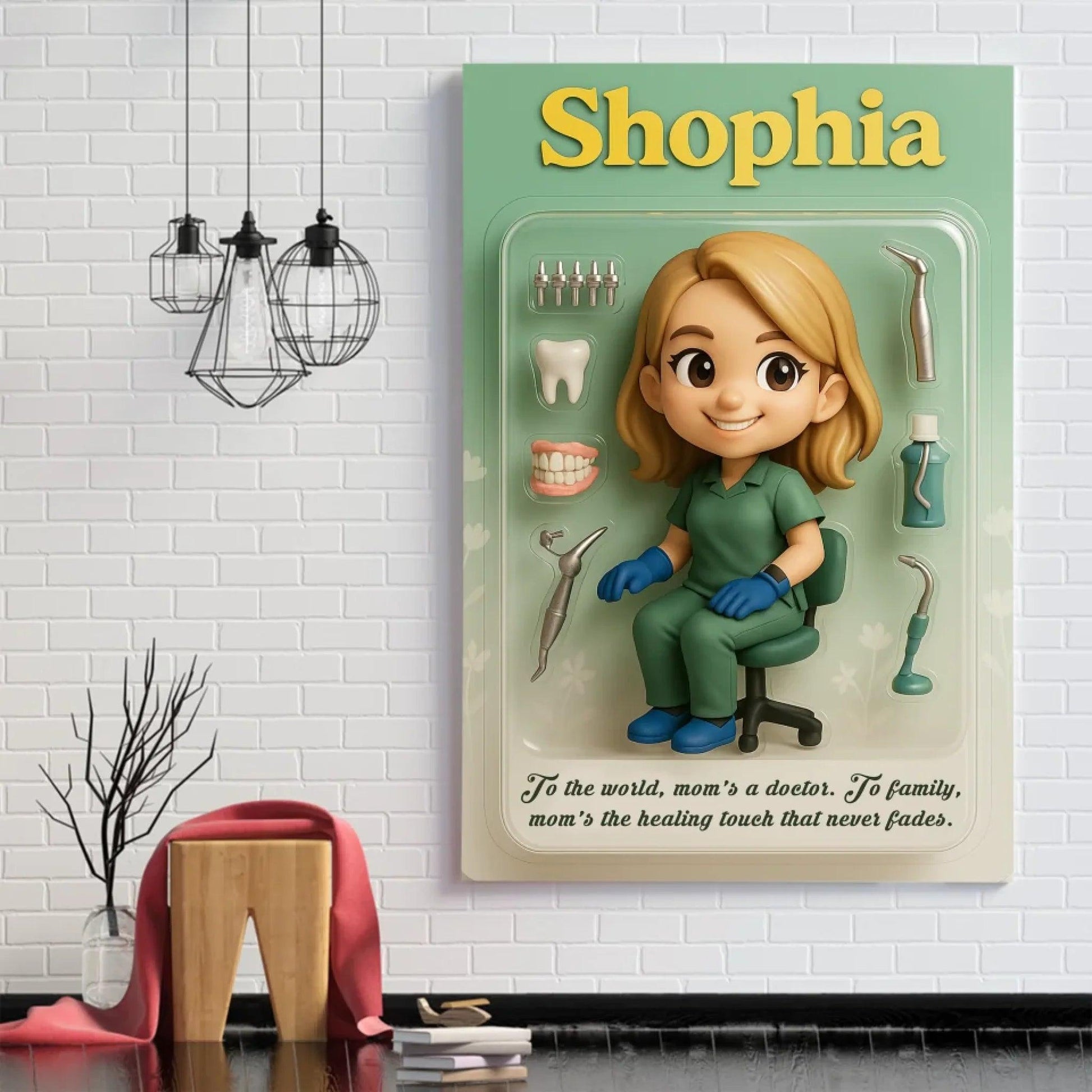 Mother’s Day Gift for Dentist Mom - Custom Chibi Photo & Name – Personalized Wall Art - Custom Choo