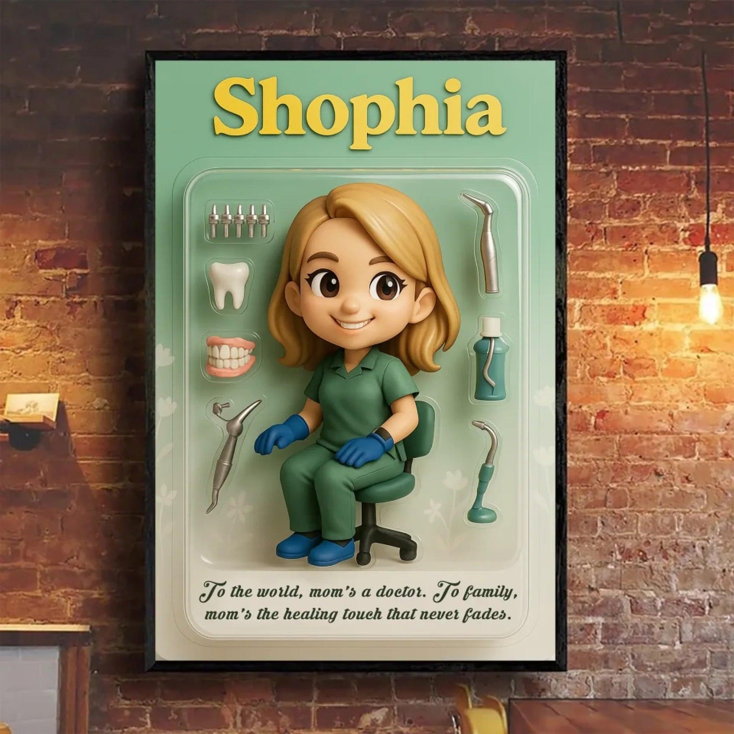 Mother’s Day Gift for Dentist Mom - Custom Chibi Photo & Name – Personalized Wall Art - Custom Choo