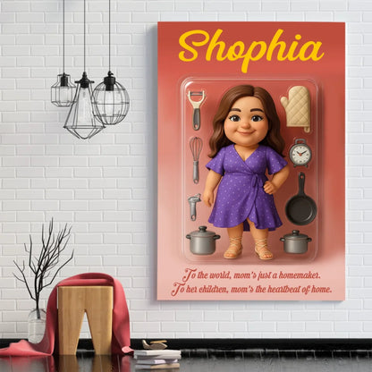 Mother’s Day Gift for Homemaker Mom - Custom Chibi Photo & Name – Personalized Wall Art - Custom Choo