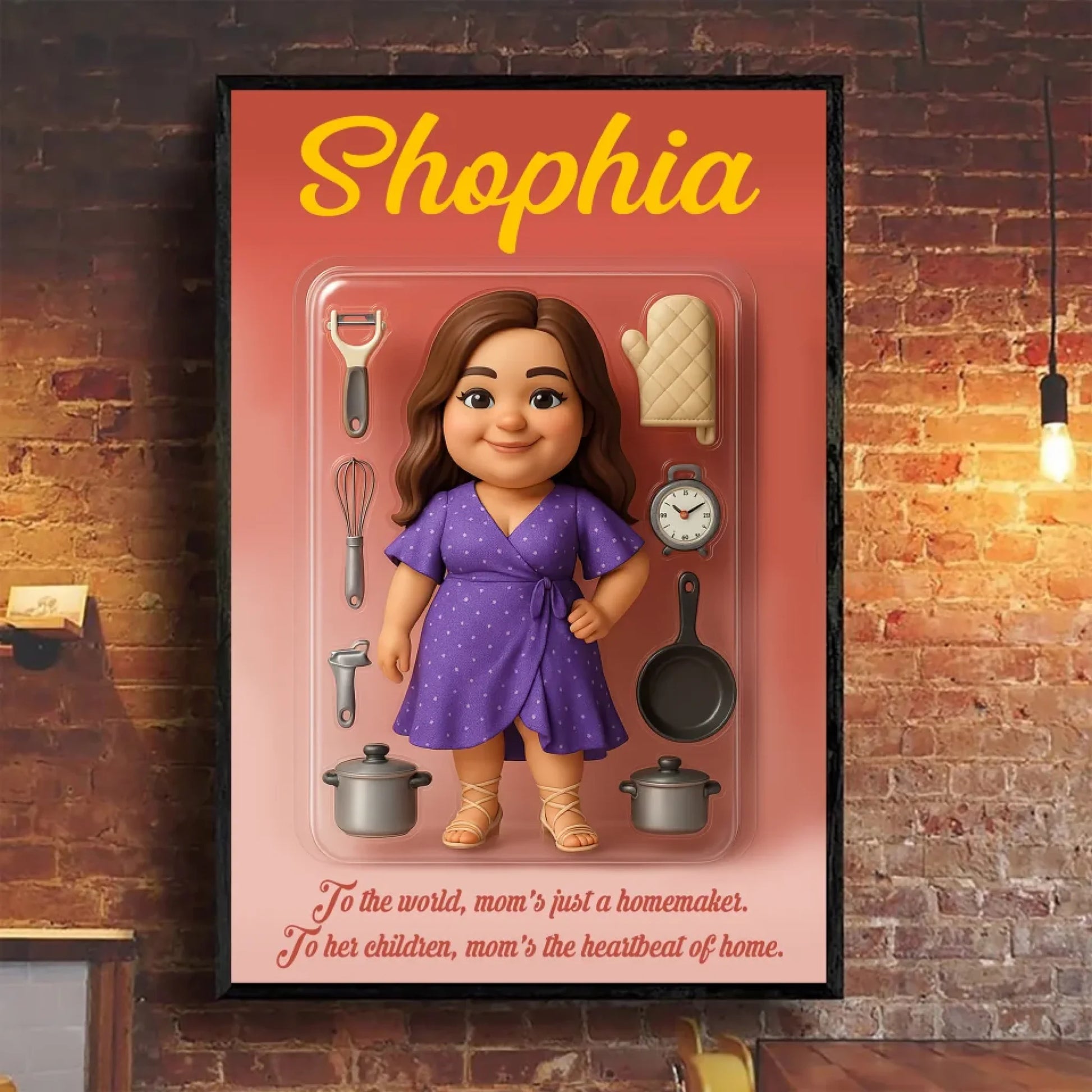 Mother’s Day Gift for Homemaker Mom - Custom Chibi Photo & Name – Personalized Wall Art - Custom Choo