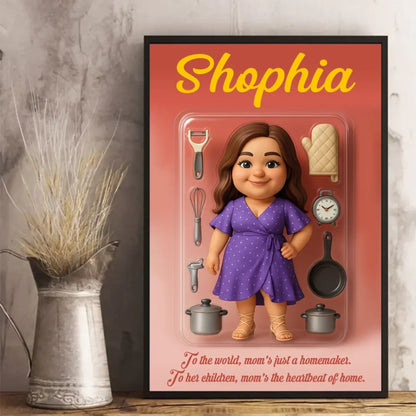 Mother’s Day Gift for Homemaker Mom - Custom Chibi Photo & Name – Personalized Wall Art - Custom Choo