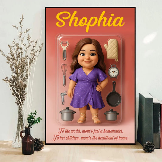 Mother’s Day Gift for Homemaker Mom - Custom Chibi Photo & Name – Personalized Wall Art - Custom Choo