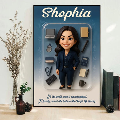 Mother’s Day Gift for Accountant Mom - Custom Chibi Photo & Name – Personalized Wall Art - Custom Choo