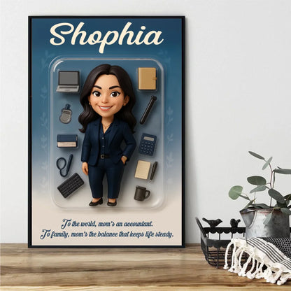 Mother’s Day Gift for Accountant Mom - Custom Chibi Photo & Name – Personalized Wall Art - Custom Choo