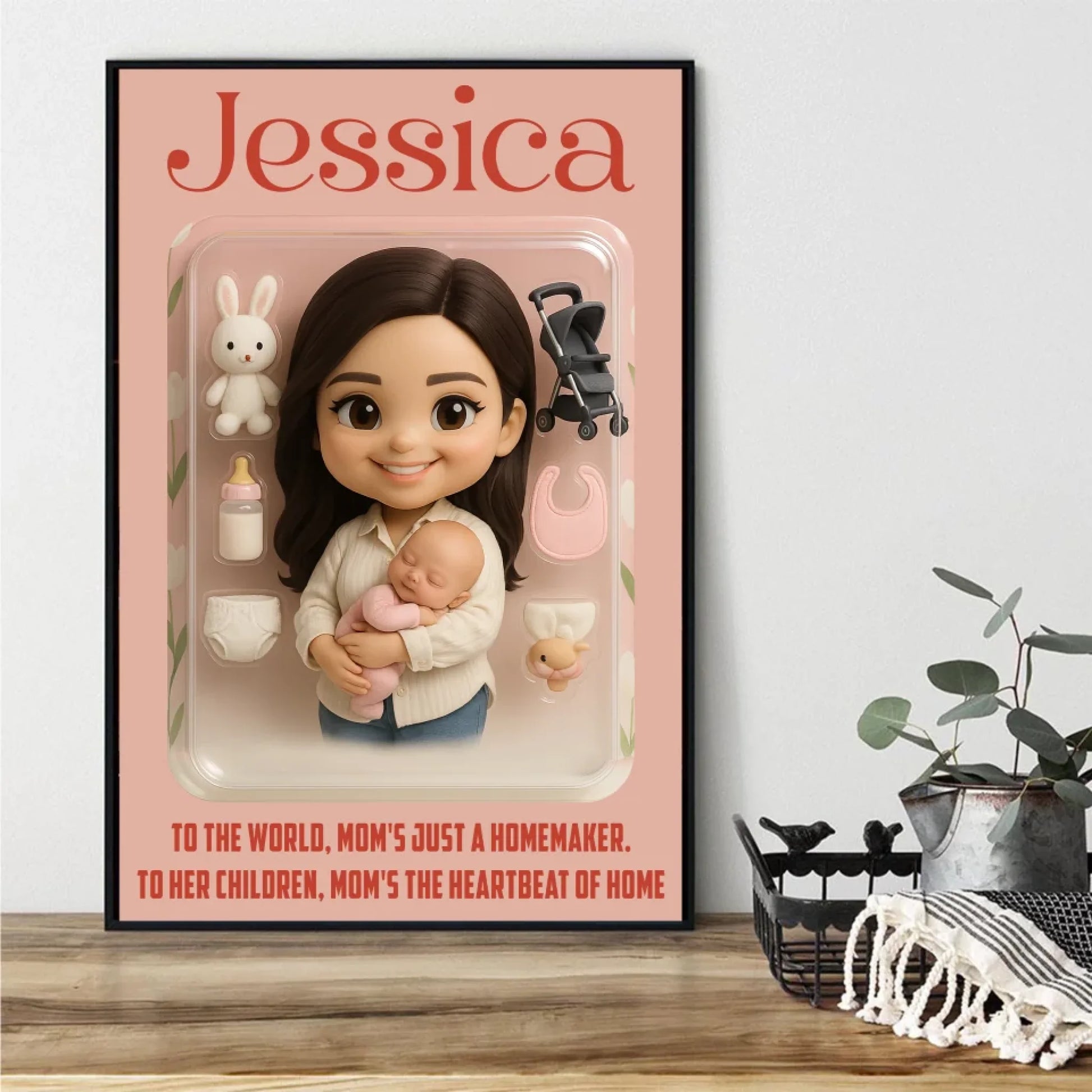 Mother’s Day Gift for New Mom - Custom Chibi Photo & Name – Personalized Wall Art - Custom Choo