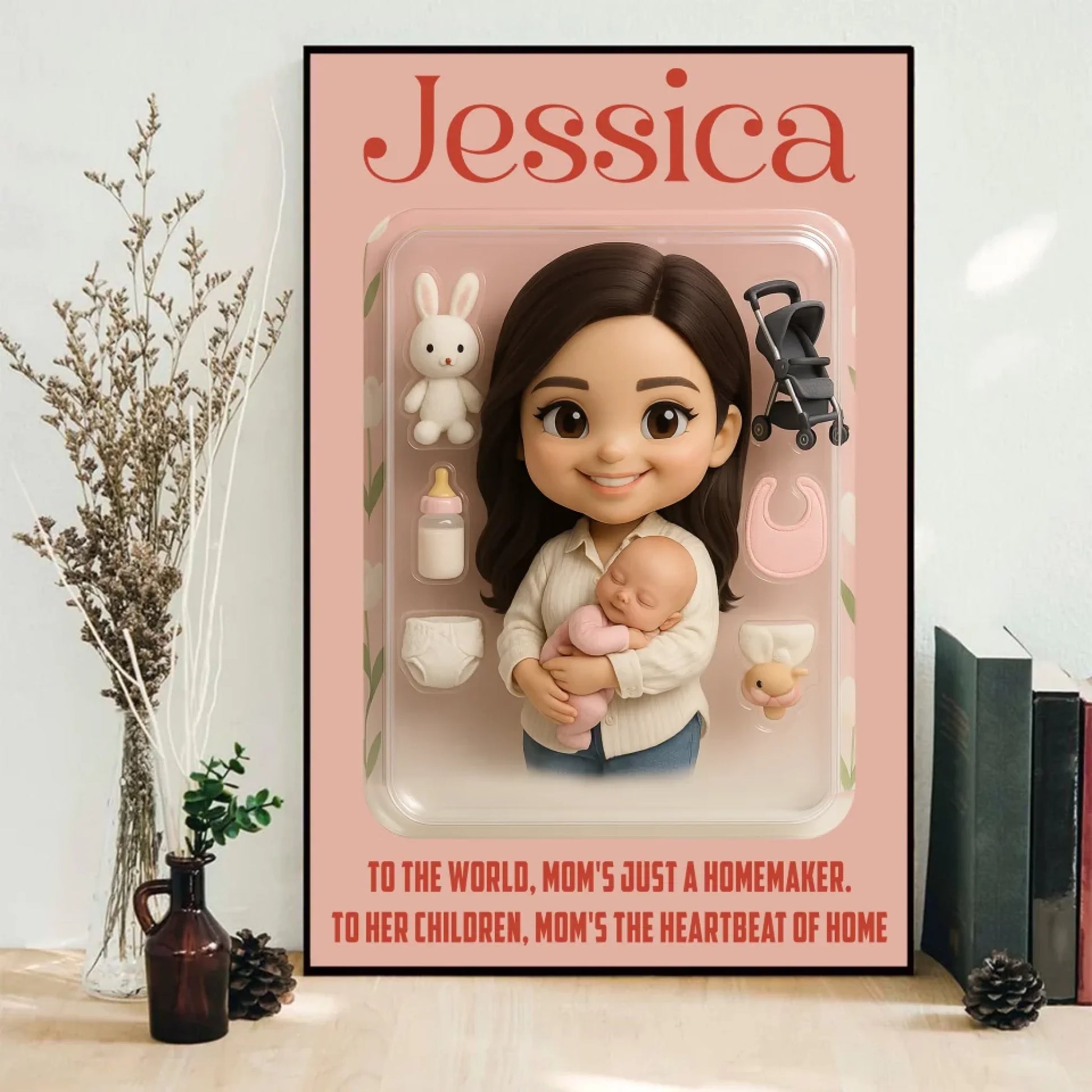 Mother’s Day Gift for New Mom - Custom Chibi Photo & Name – Personalized Wall Art - Custom Choo