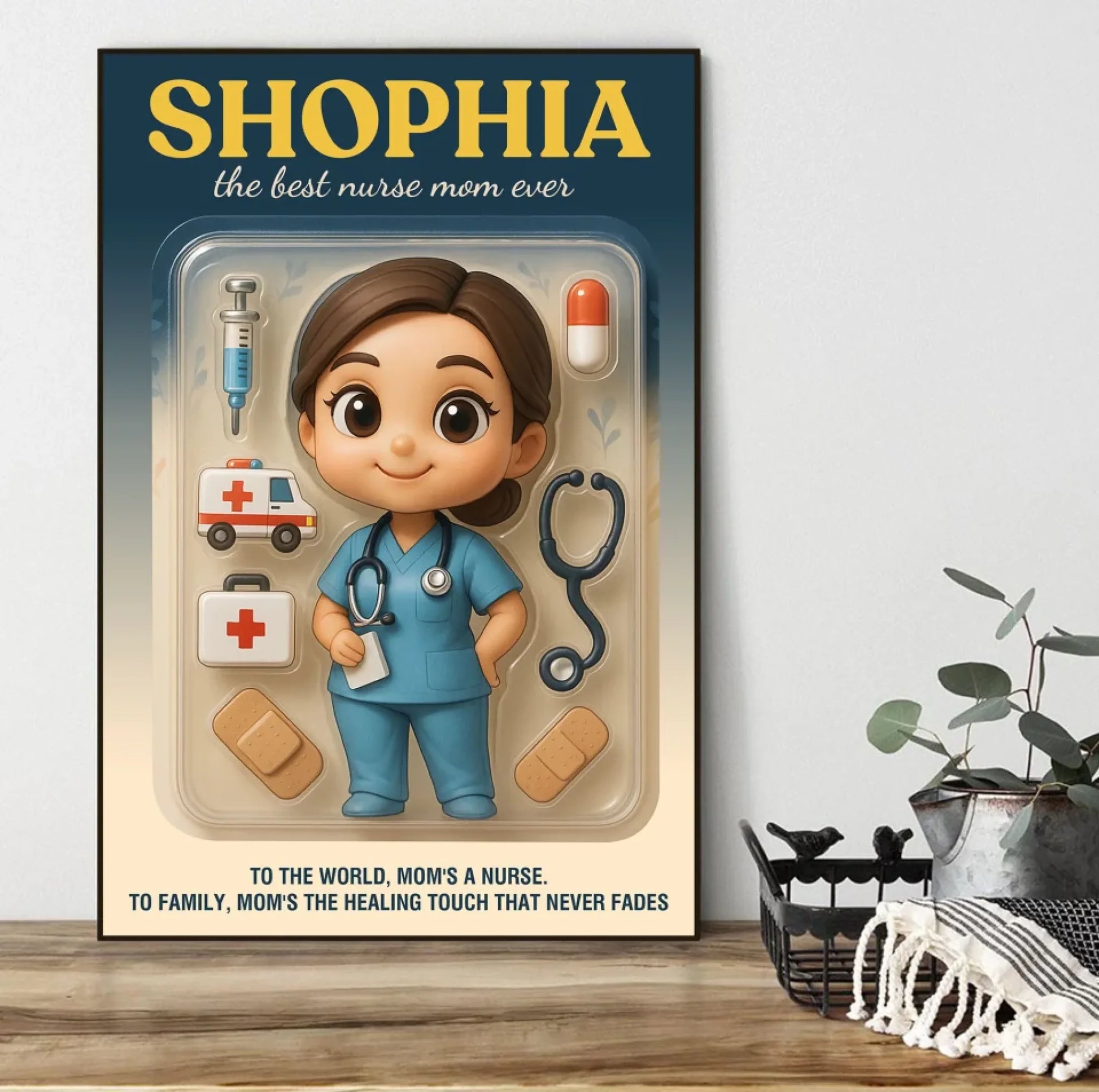 Mother’s Day Gift for Doctor Mom - Custom Chibi Photo & Name – Personalized Wall Art - Custom Choo