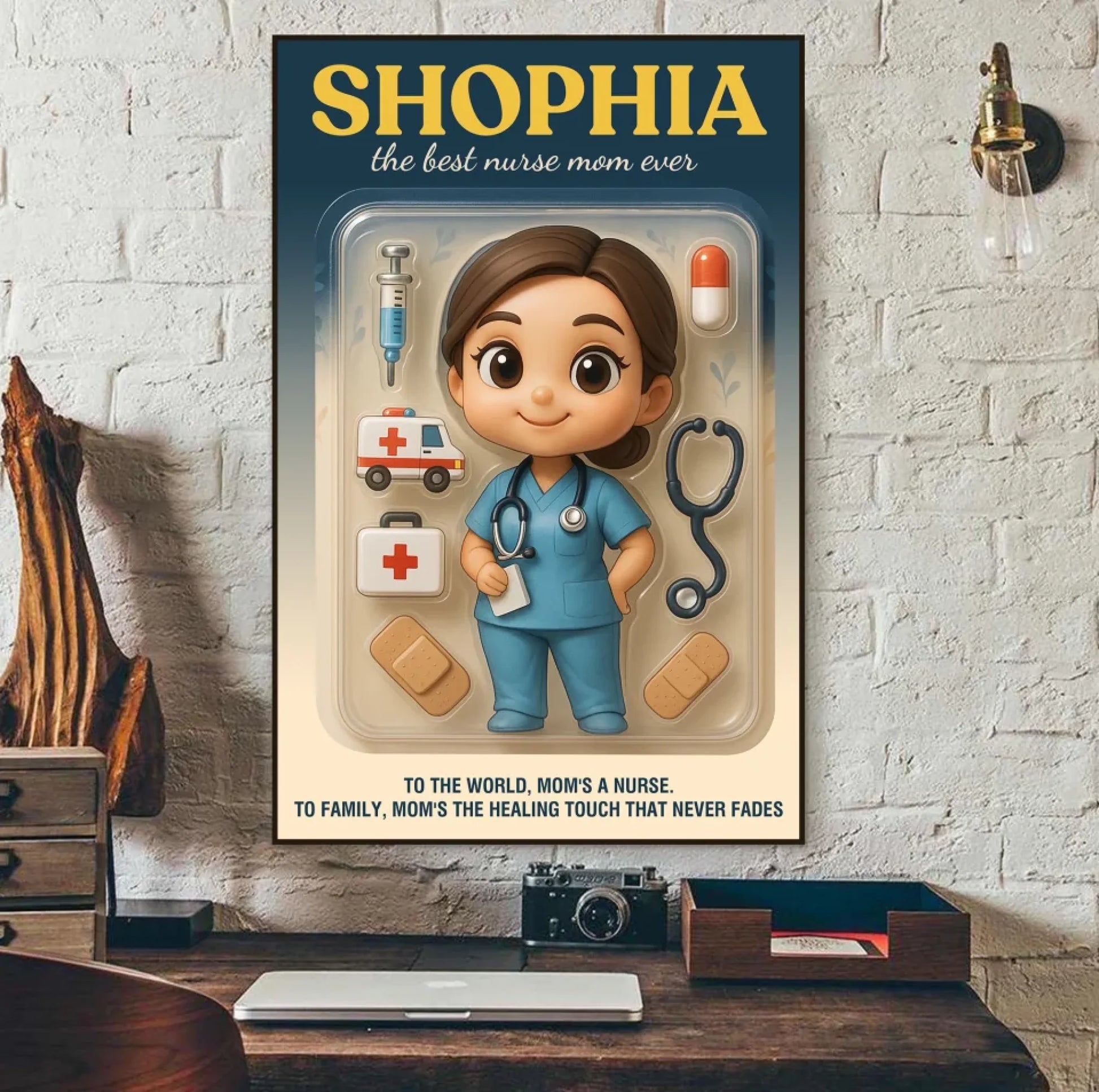 Mother’s Day Gift for Doctor Mom - Custom Chibi Photo & Name – Personalized Wall Art - Custom Choo