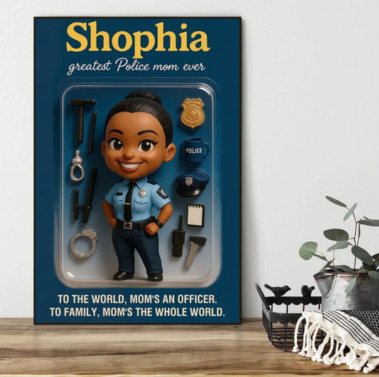 Mother’s Day Gift for Police Mom - Custom Chibi Photo & Name – Personalized Wall Art - Custom Choo