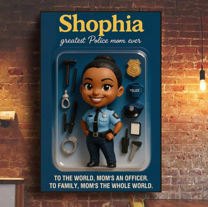 Mother’s Day Gift for Police Mom - Custom Chibi Photo & Name – Personalized Wall Art - Custom Choo