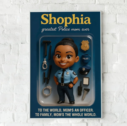 Mother’s Day Gift for Police Mom - Custom Chibi Photo & Name – Personalized Wall Art - Custom Choo