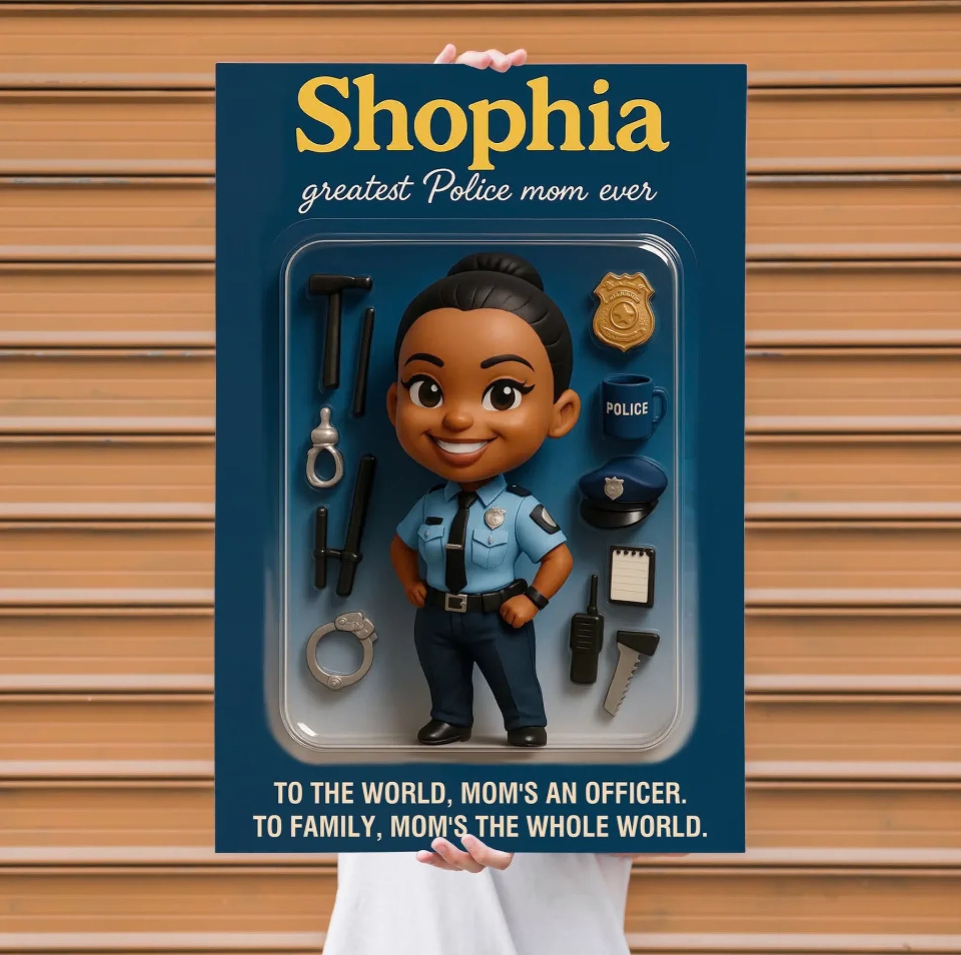 Mother’s Day Gift for Police Mom - Custom Chibi Photo & Name – Personalized Wall Art - Custom Choo