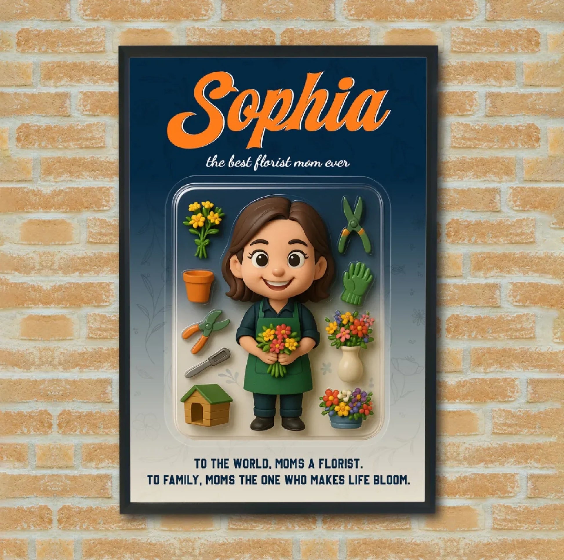 Mother’s Day Gift for Florist Mom - Custom Chibi Photo & Name – Personalized Wall Art - Custom Choo