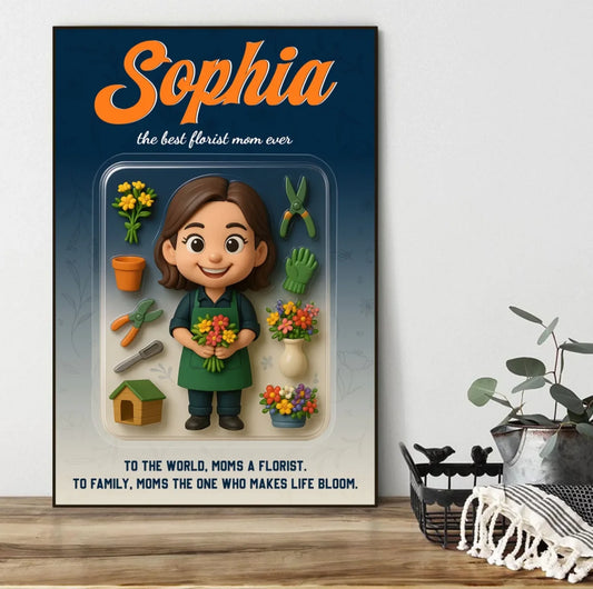 Mother’s Day Gift for Florist Mom - Custom Chibi Photo & Name – Personalized Wall Art - Custom Choo
