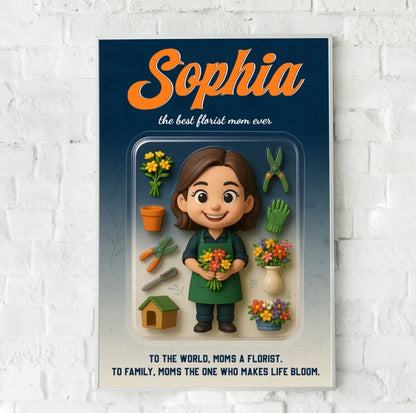 Mother’s Day Gift for Florist Mom - Custom Chibi Photo & Name – Personalized Wall Art - Custom Choo