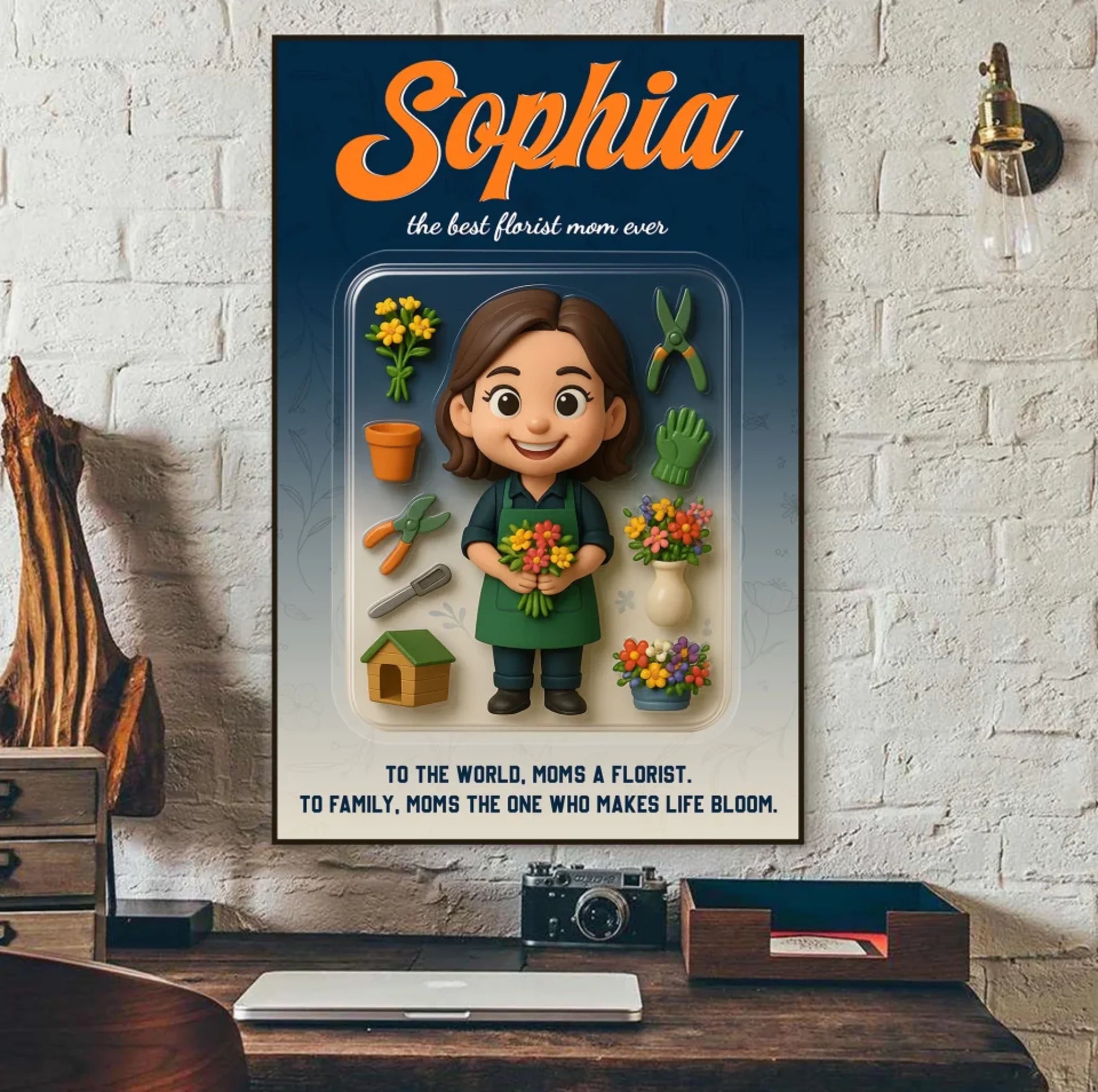 Mother’s Day Gift for Florist Mom - Custom Chibi Photo & Name – Personalized Wall Art - Custom Choo