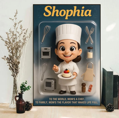 Mother’s Day Gift for Baker Mom - Custom Chibi Photo & Name – Personalized Wall Art - Custom Choo