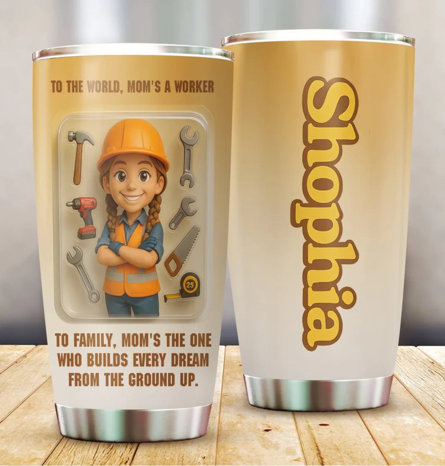 Laborer Mom Mother’s Day Gift - Custom Chibi Photo & Name – Personalized 20oz Tumbler - Custom Choo