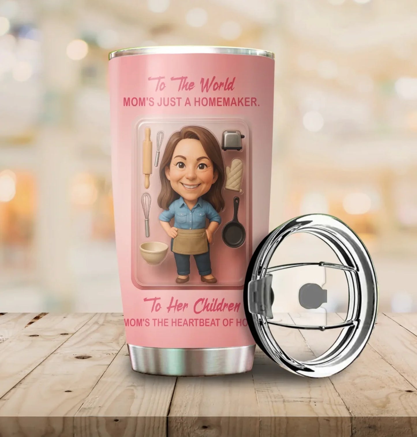 Homemaker Mom Mother’s Day Gift - Custom Chibi Photo & Name – Personalized 20oz Tumbler - Custom Choo