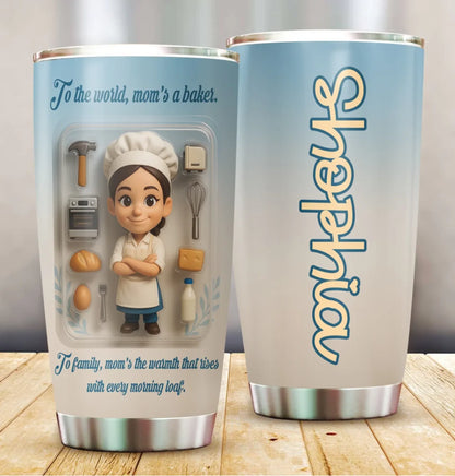 Baker Mom Mother’s Day Gift - Custom Chibi Photo & Name – Personalized 20oz Tumbler - Custom Choo