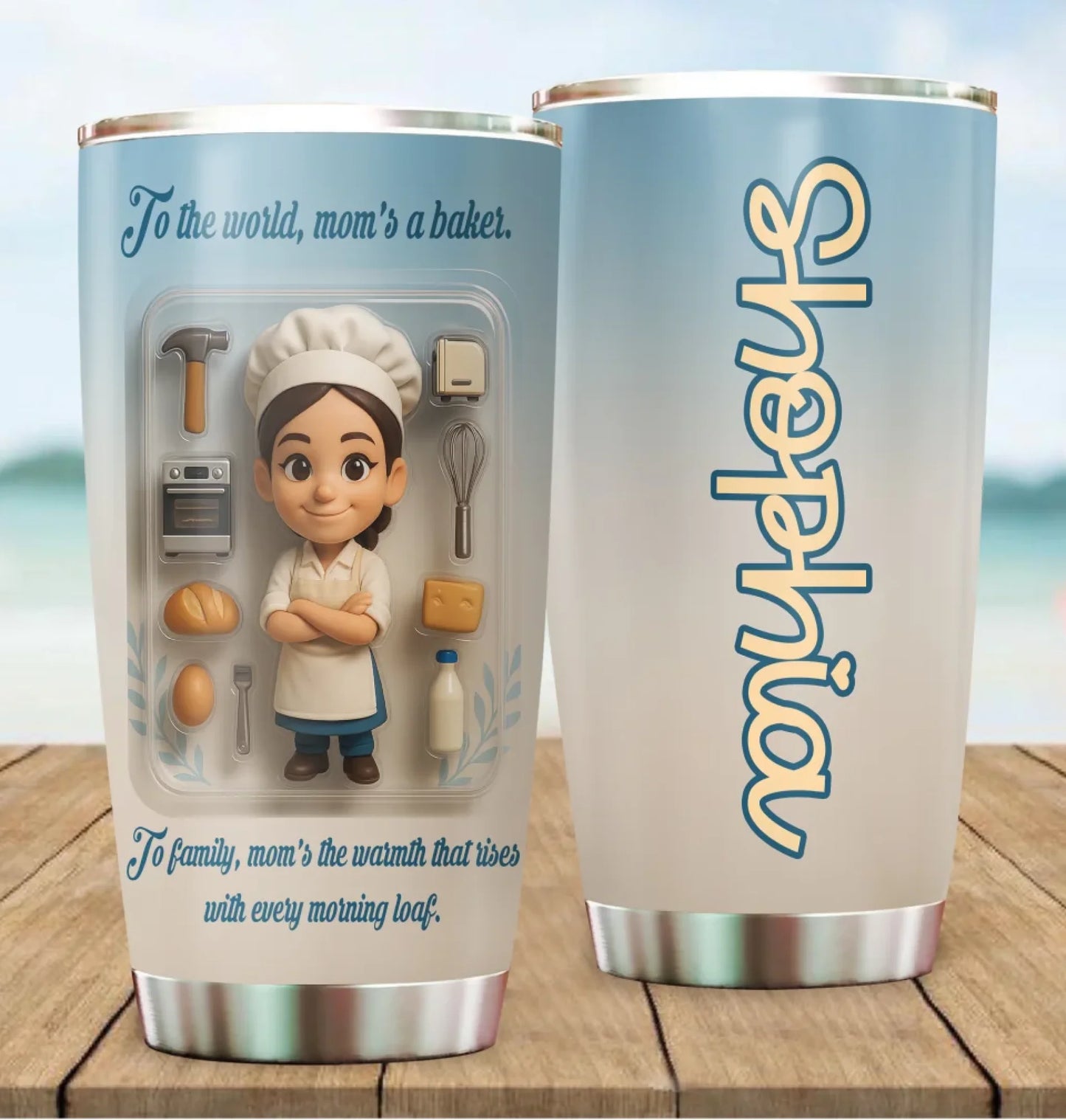 Baker Mom Mother’s Day Gift - Custom Chibi Photo & Name – Personalized 20oz Tumbler - Custom Choo