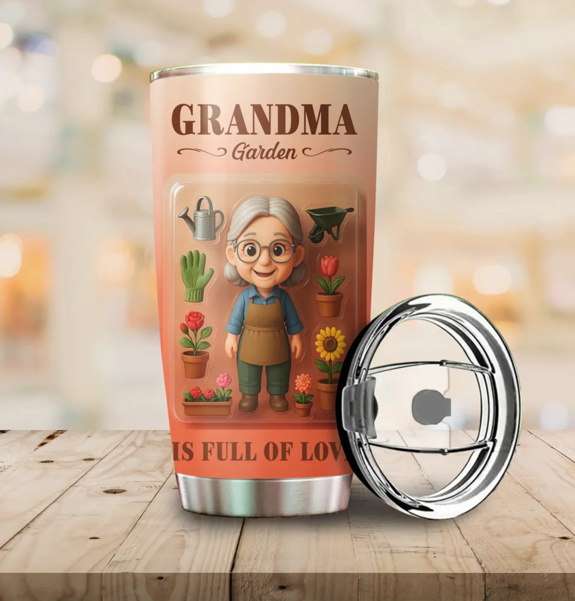 Grandma Garden Mother’s Day Gift - Custom Chibi Photo & Name – Personalized 20oz Tumbler - Custom Choo