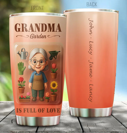 Grandma Garden Mother’s Day Gift - Custom Chibi Photo & Name – Personalized 20oz Tumbler - Custom Choo