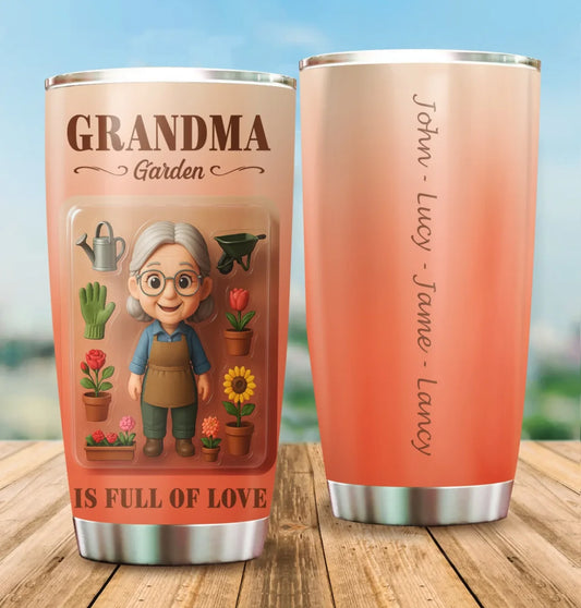 Grandma Garden Mother’s Day Gift - Custom Chibi Photo & Name – Personalized 20oz Tumbler - Custom Choo